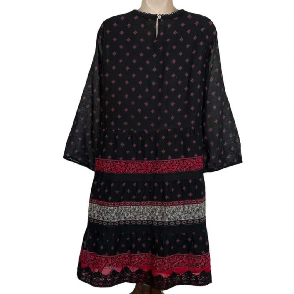 NWT J. Jill Black Floral Pintucked Lace Dress - Picture 7 of 7
